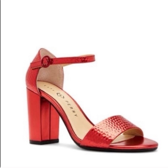 Katy Perry Collections Shoes - Katy Perry Red Hammered Finish Sandals